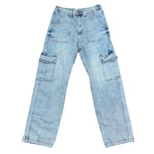 Vervet Flying Monkey Devin Dad Cargo Super High Rise Light Wash Jeans Size 28